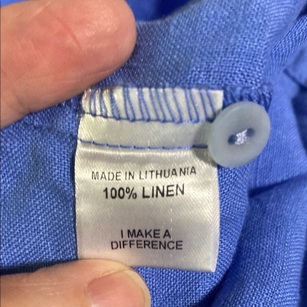 Flax Linen Cornflower Blue Popover Relaxed Polo Collar NWT Size L 14-16 Timeless - Picture 10 of 13